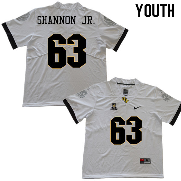 Youth #63 Randy Shannon Jr. UCF Knights College Football Jerseys Sale-White - Click Image to Close